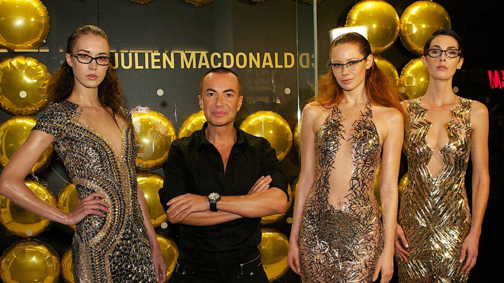 Julien Macdonald with models at launch PR event