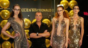 Julien Macdonald with models at launch PR event